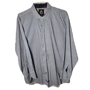English Laundry Men's XL Stretch Shirt Blue Geometric Print Button‎ Down